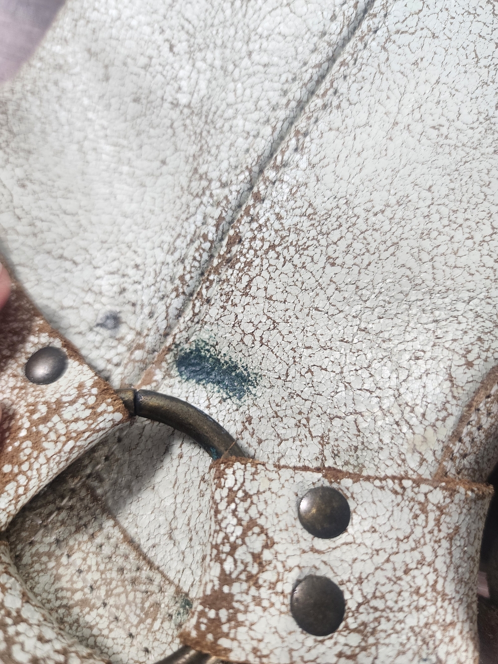 Vintage Frye Cream Distressed Harness Boots - Picture 6 of 16